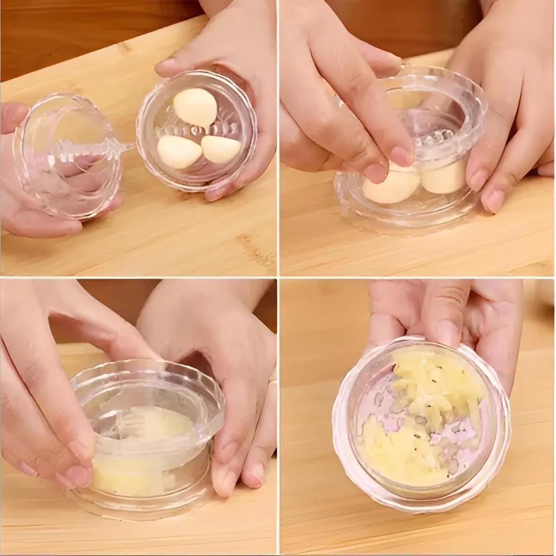 Garlic Press - Garlic Cutter - Garlic Grater - Ginger Mill - Herb Grinder - Garlic Crusher - Kitchen Gadget - Manual Press - Twist System - Kitchen Aid - Chopper - Dishwasher Safe - Transparent - 1 Piece