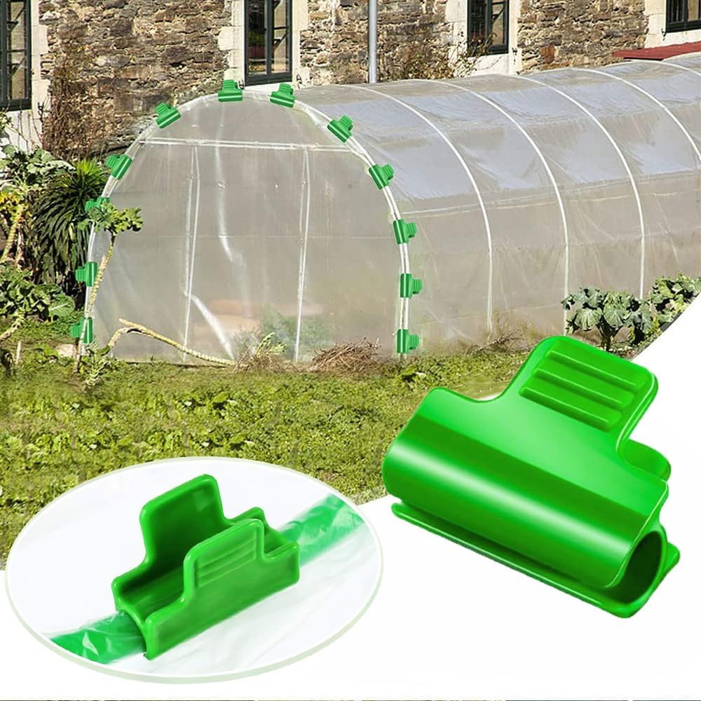 Greenhouse Clamps - Foil Clips - Pipe Clamps 16mm - Greenhouse Clips - Greenhouse Mounting - Tunnel Arch Clips - Vegetable Garden Accessories - Greenhouse - Fleece Cloth Holders - Bird Net Clamp - Insect Mesh Mounting - Garden Supplies - Plastic - Green -