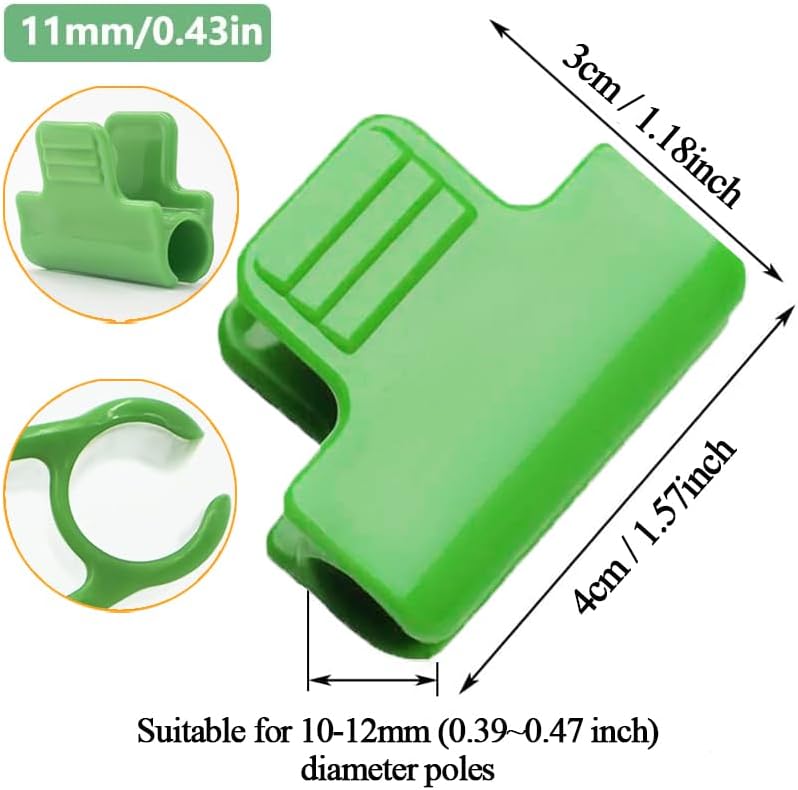 Greenhouse Clamps - Foil Clips - Pipe Clamps 11mm & 16mm - Greenhouse Clips - Combi Set - Greenhouse Mounting - Tunnel Arch Clips - Vegetable Garden Accessories - Fleece Cloth Holders - Bird Net Clamp - Insect Mesh Mounting - Garden Items - Green - 40 Pie