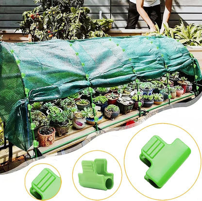 Greenhouse Clamps - Foil Clips - Pipe Clamps 11mm & 16mm - Greenhouse Clips - Combi Set - Greenhouse Mounting - Tunnel Arch Clips - Vegetable Garden Accessories - Fleece Cloth Holders - Bird Net Clamp - Insect Mesh Mounting - Garden Items - Green - 40 Pie