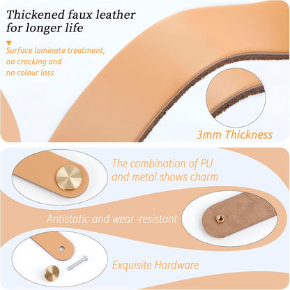Leather Handles - Furniture Handles - Kitchen Handles - Door Handles - Cabinet Handles - Drawer Knobs - Furniture Hardware - Kitchen Hardware - Handles - Leather - Leather - Kitchen Renovation - Scandinavian - Brass - Knobs - Loops - Loop - Ivory - Set of
