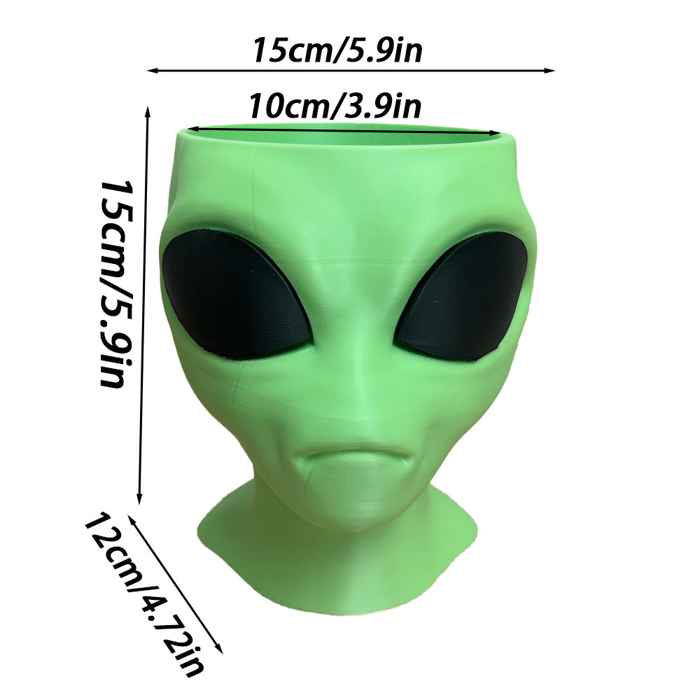 Alien Planter - Alien Bust Plant Pot - Scifi Indoor Planters - Space Indoor Home Decor - Cool Planters - Office Plant（green）