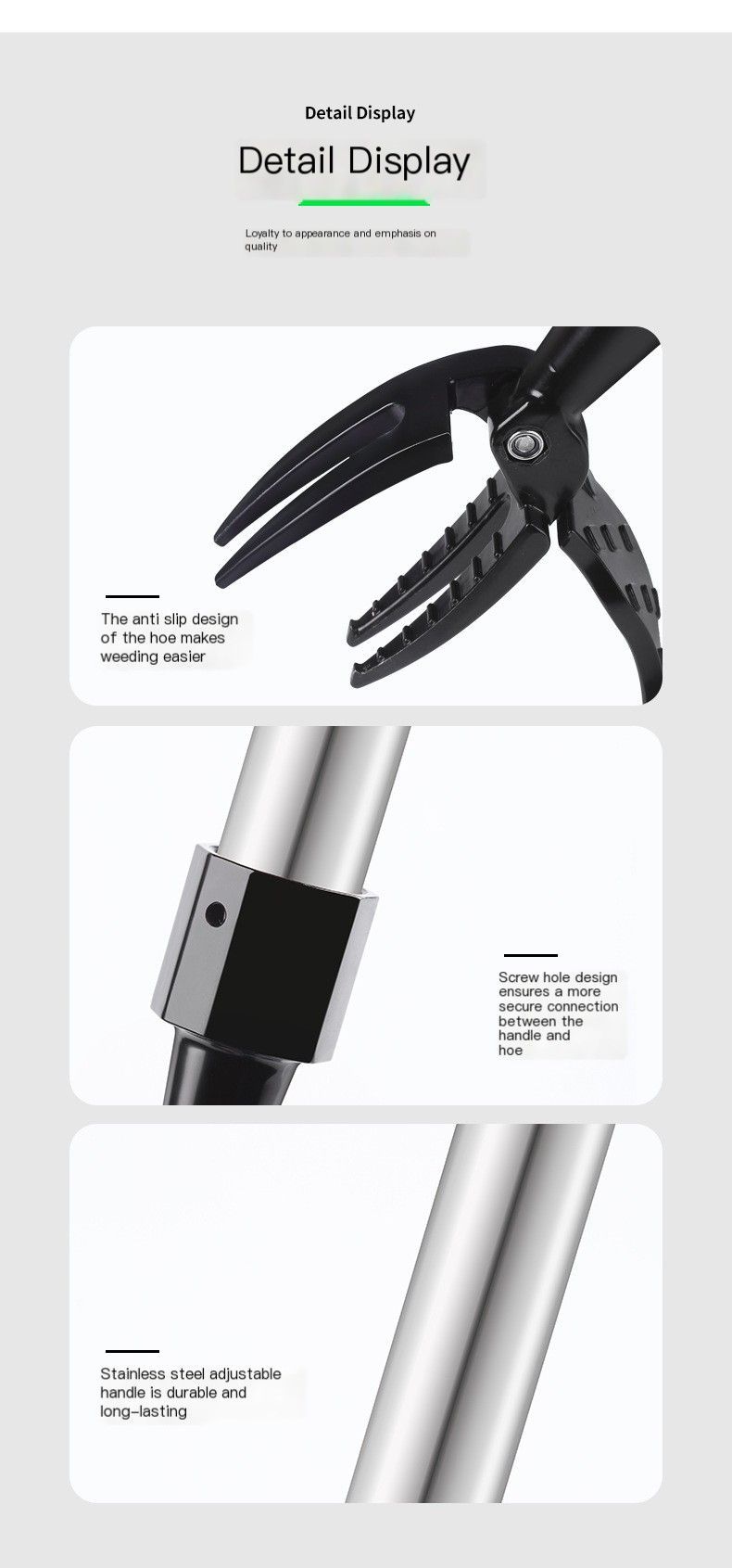 Manual weeding device-with a stainless steel three-section pipe