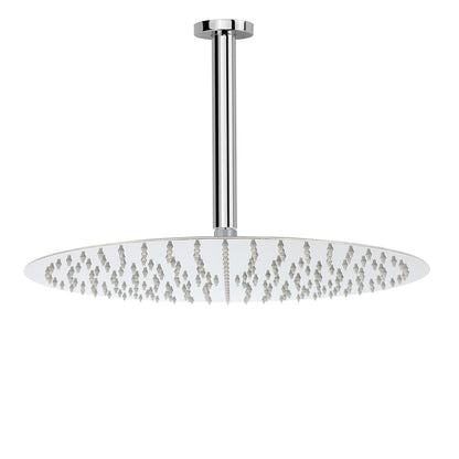 WELS Chrome Large 16" Round Rain Shower Head 300mm Ceiling Dropper Extension Arm Set