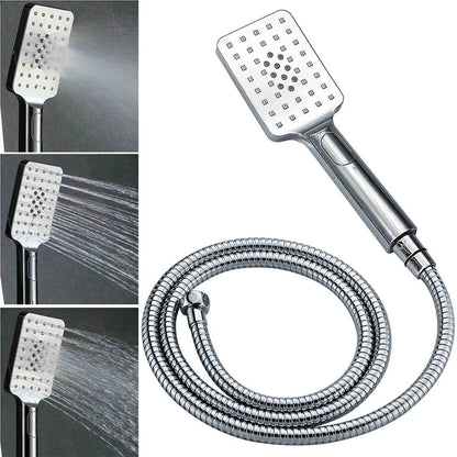 WELS Square Twin Shower Head Chrome 12 inch 3 Mode Handheld Diverter Wall Arm Set