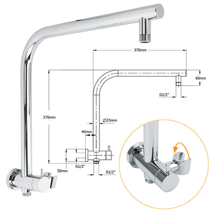 WELS 2in1 Round 12" Shower Head 3 Mode Handheld Drill Free Gooseneck Arm Diverter Set + Mixer