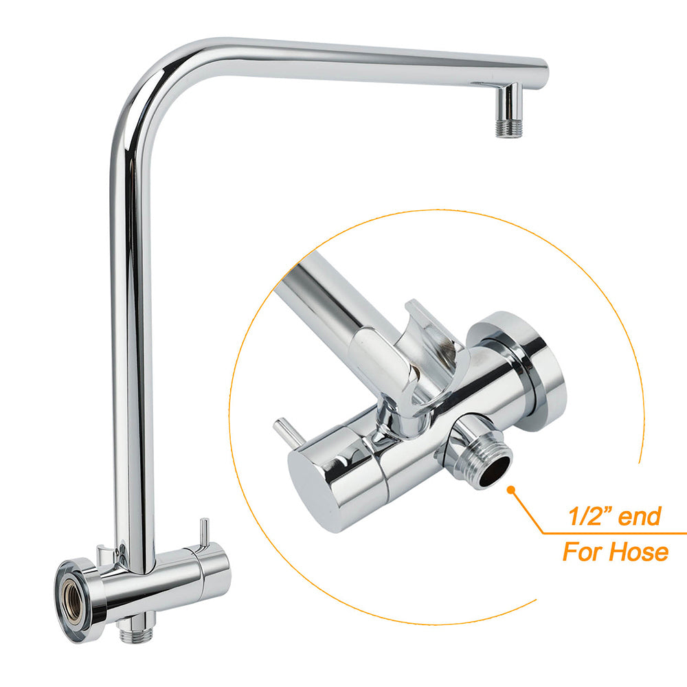 WELS Round 9" Twin Shower Head 3 Mode Handheld Gooseneck Wall Arm 2 in 1 Combo Taps Set