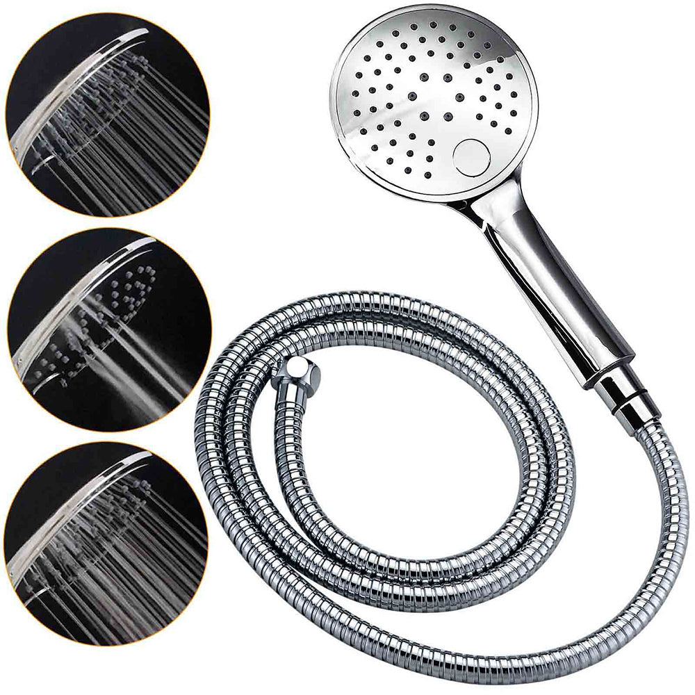 WELS Round 9" Twin Shower Head 3 Mode Handheld Gooseneck Wall Arm 2 in 1 Combo Taps Set