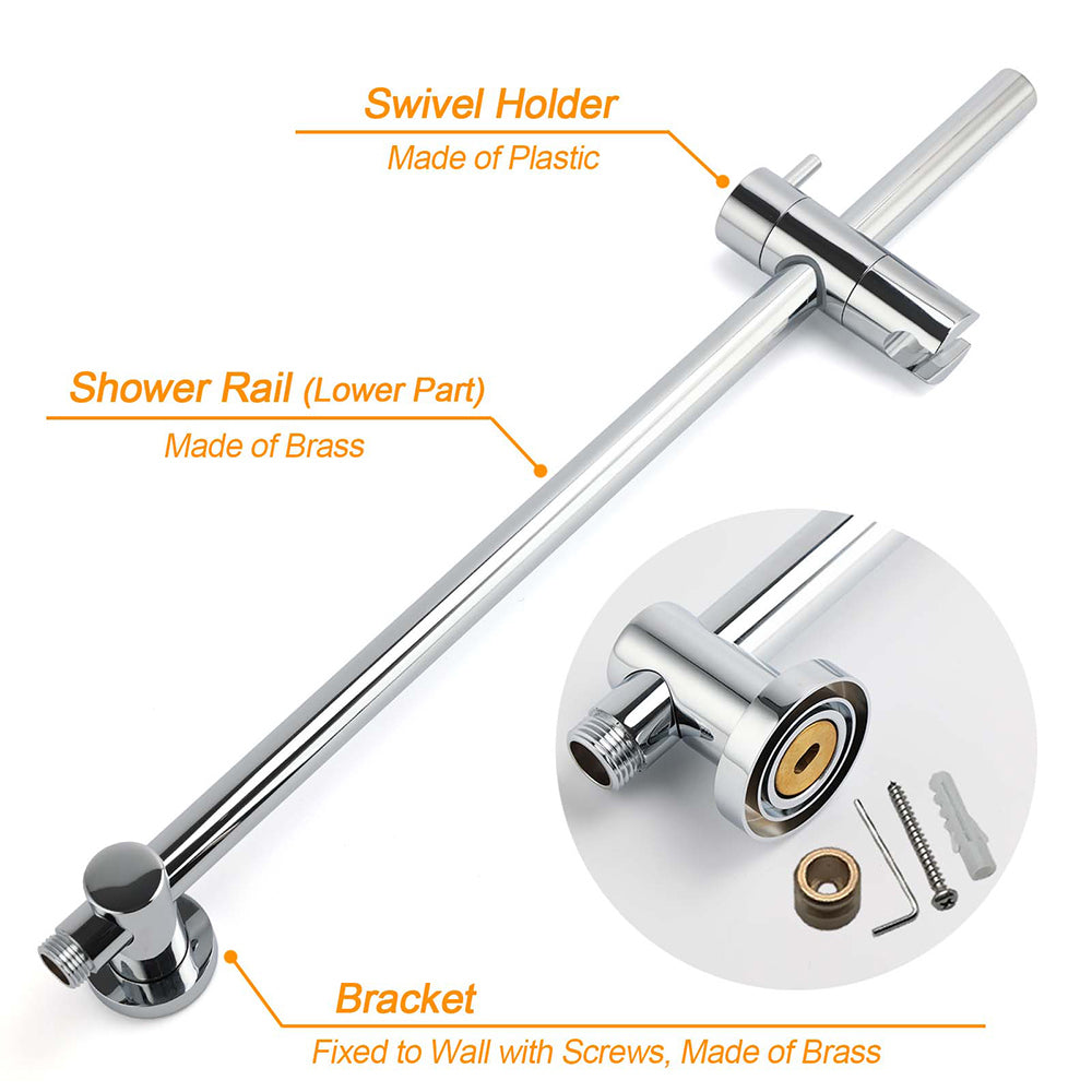WELS Twin Shower Set Large Round 12" Rainfall Head 3 Modes Handheld Silde Rail