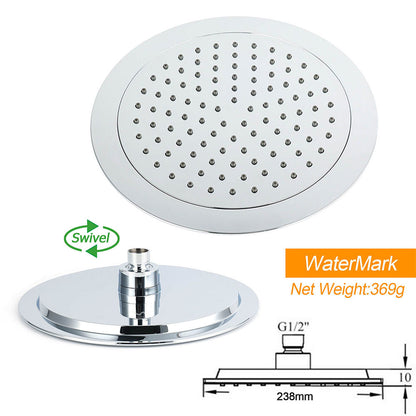 WELS Chrome Round 9" Rain Shower Head 5 Modes Massage Handheld Sliding Rail Set Mixer