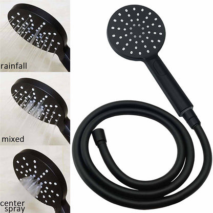 Matt Black Dual Shower 12" Large Shower Rain Head + Handheld Silde Wall Rail Twin Taps Set
