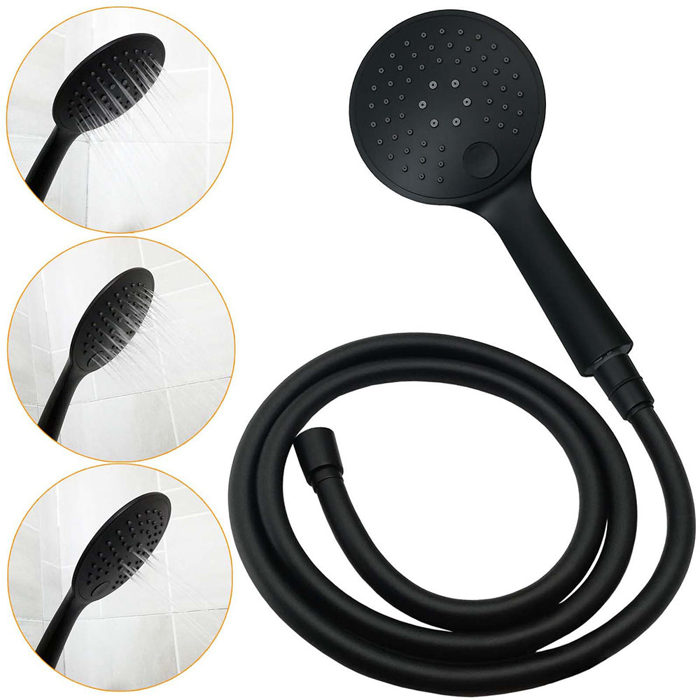 WELS Matt Black Shower Set 12" Large Rain Head Handheld Sliding Rail Arm Round Mixer