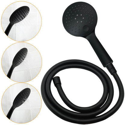 WELS Matt Black Shower Set 12" Large Rain Head Handheld Sliding Rail Arm Round Mixer