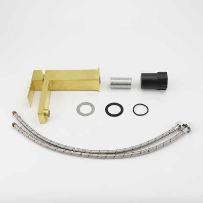 Brushed Gold 165mm Square Basin Mixer Faucet Hot Cold Tap Kitchen Laundry Vanity