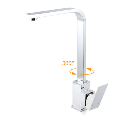 WELS Chrome Square Gooseneck Spout Swivel Laundry Sink Kitchen Mixer Faucet Tap