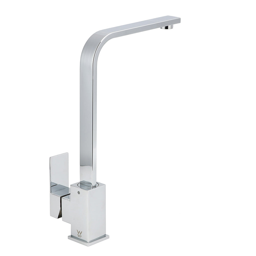 WELS Chrome Square Gooseneck Spout Swivel Laundry Sink Kitchen Mixer Faucet Tap