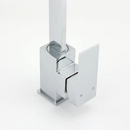 WELS Chrome Square Gooseneck Spout Swivel Laundry Sink Kitchen Mixer Faucet Tap