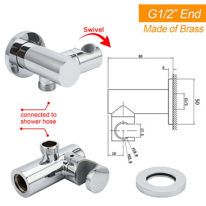 Brass Water Inlet Connector Handheld Shower Head Hose Swivel Bracket Holder Wall Elbow