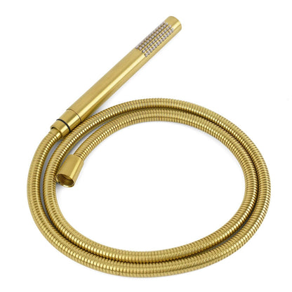 Brushed Gold Twin Shower Large Round 12" Rain Head Handheld Rose Silde Wall Rail Arm Small Face Mixer
