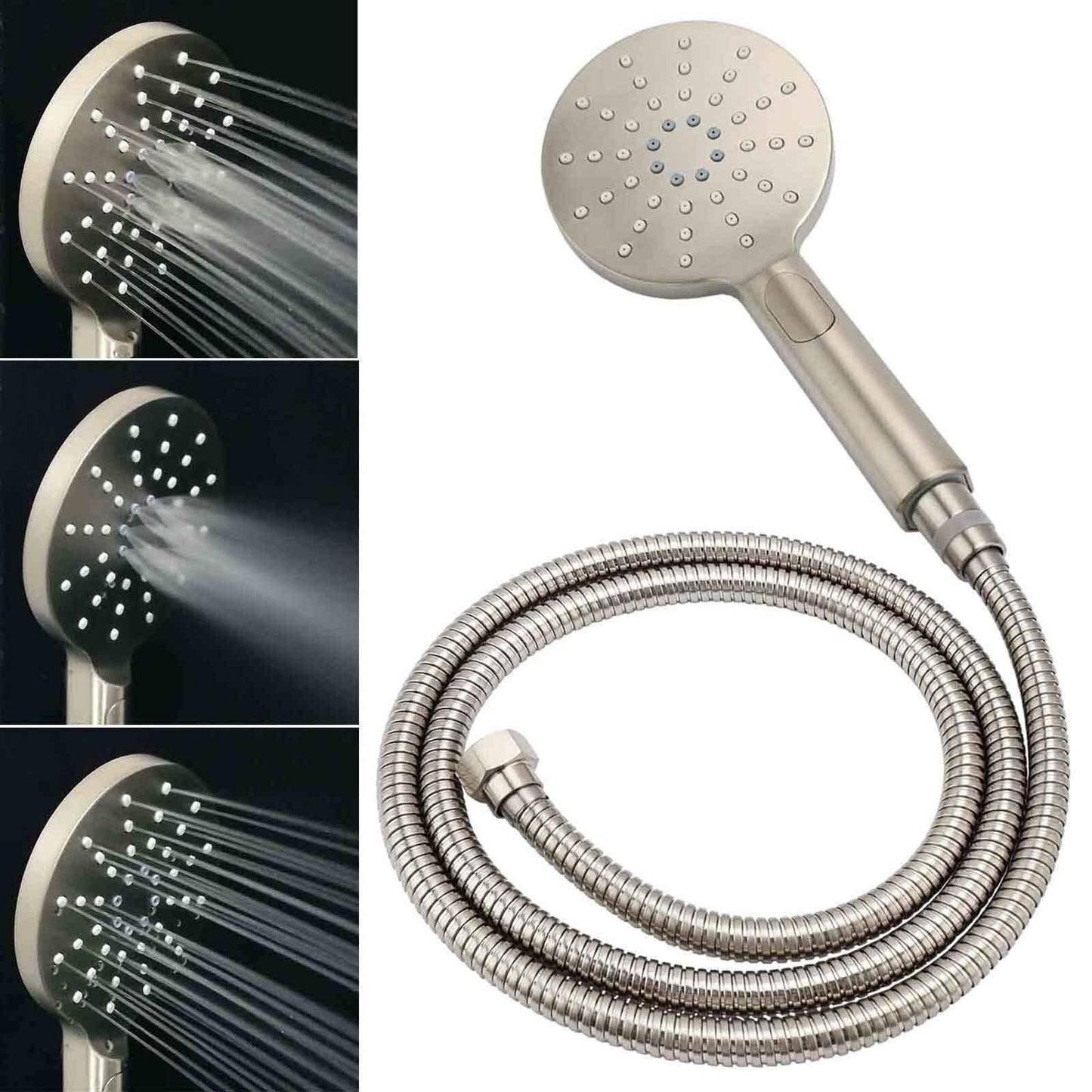WELS Brushed Nickel Dual Shower Set Sliding Rail Arm 8" Round Head Handheld Mixer