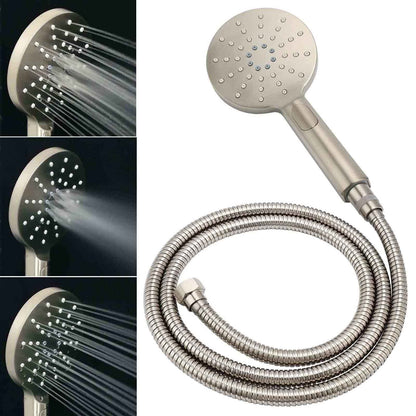 WELS Brushed Nickel Dual Shower Set Sliding Rail Arm 8" Round Head Handheld Mixer