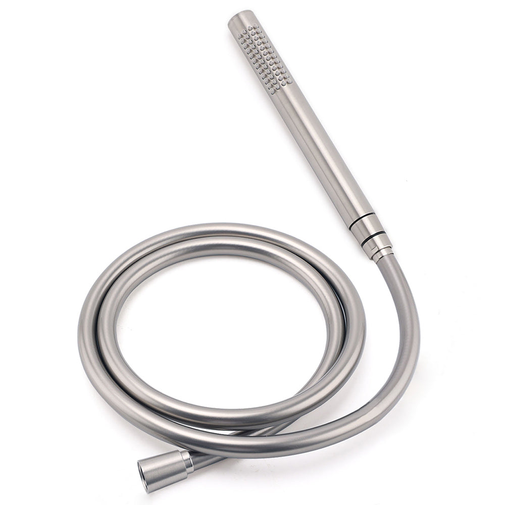 Brushed Nickel Dual Round 12" Stainless Steel Rain Shower Head Metal Handheld Sliding Rail Arm Set