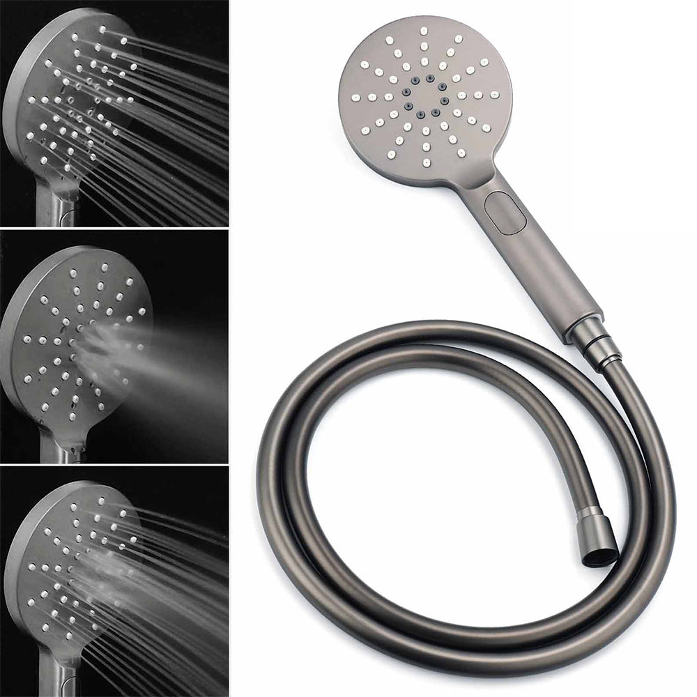 WELS Gun Metal Dual Round Shower 10" Rain Head 3 Mode Handheld Sliding Rail Arm Mixer Set