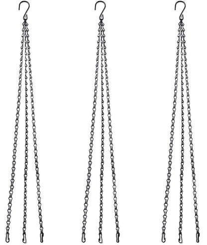 3-Pack Hanging Chain Set, Replacement Chain, Metal, Hanging Basket, Chains, Garden, Flower Pot, Plant Hanger with Clips and Hooks for Bird Feeder