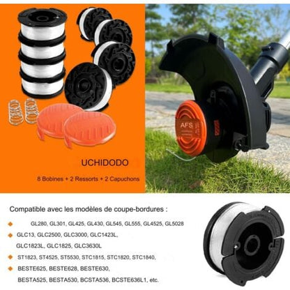 Best Selling Product!!! Trimmer Spool for Black & Decker Trimmers, 8 Trimmer Spools with 2 Spool Caps and 2 Springs.pa