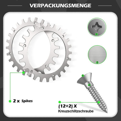 Premium Stainless Steel Spikes for Worx Landroid S/M - 2-Pack with Screws (205mm Wheel)