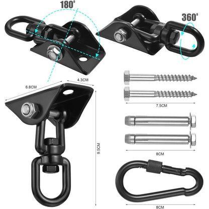 360° Swivel Hanging Chair Ceiling Mount, Swing, Suspension, Hook with Screws for Concrete, Wood, Playground, Porch, Trapeze Seat, Yoga