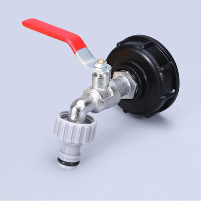 1000L Tank Faucet with Irrigation Hose Adapter, S60X6 IBC Faucet Connector, Rainwater Harvester Garden Faucet (1/2\" Plastic Adapter)