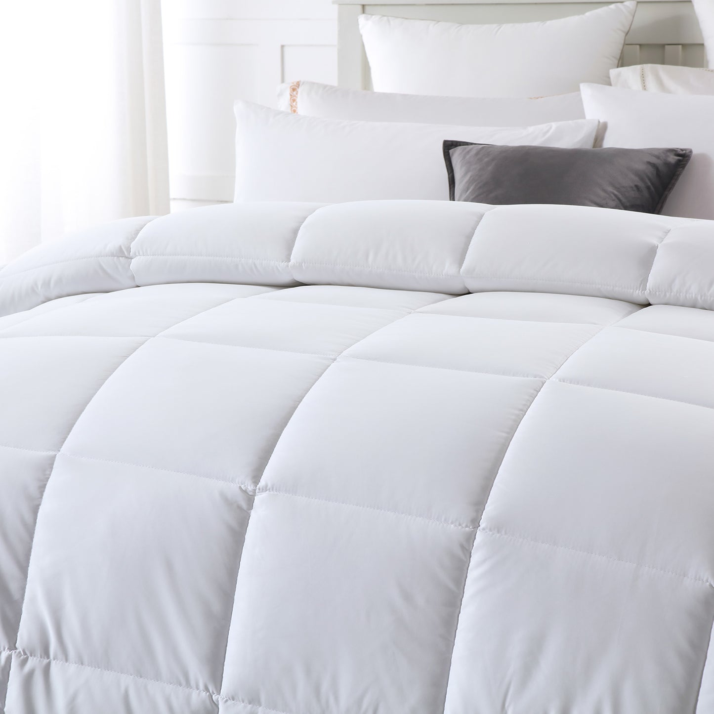 Royal Comfort 260GSM Deluxe Eco-Silk Touch Quilt 100% Cotton Cover - Single - White