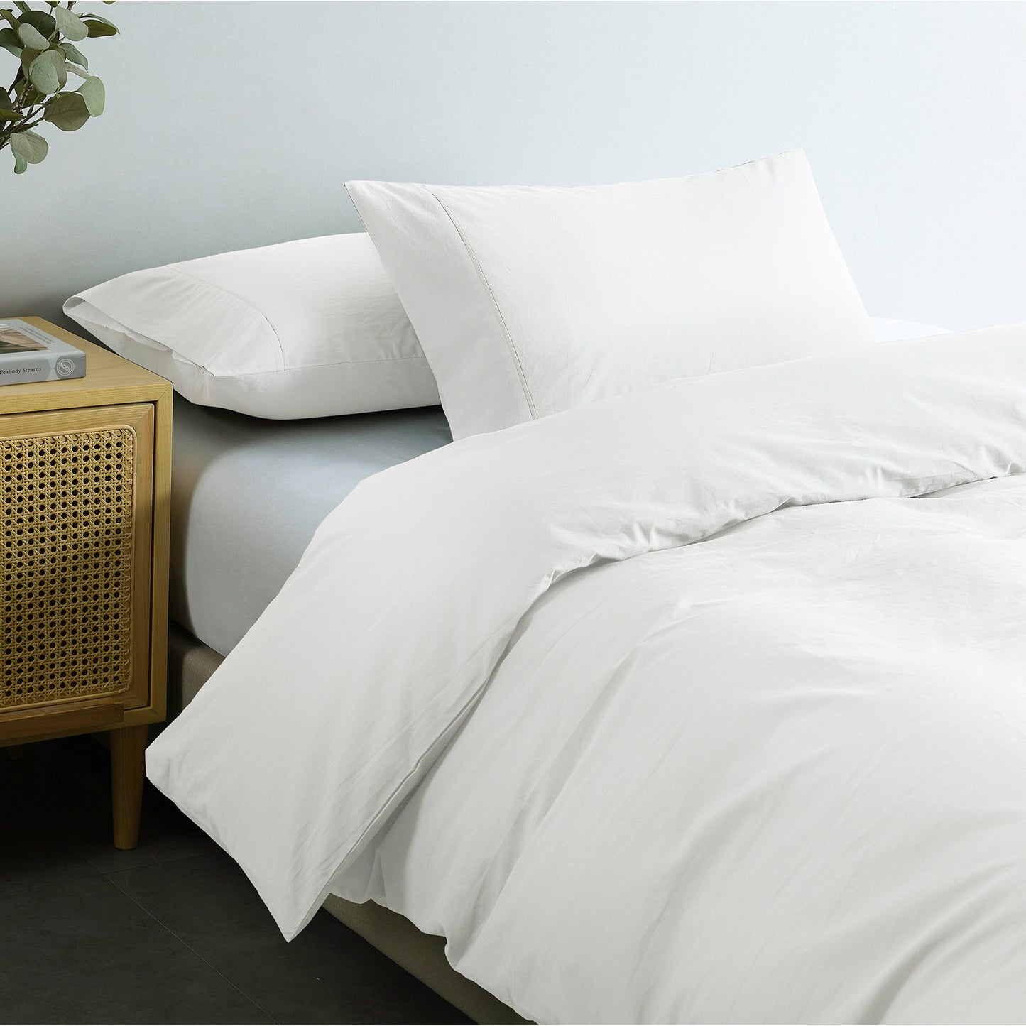 Royal Comfort Vintage Washed 100% Cotton Quilt Cover Set Bedding Ultra Soft - Double - White