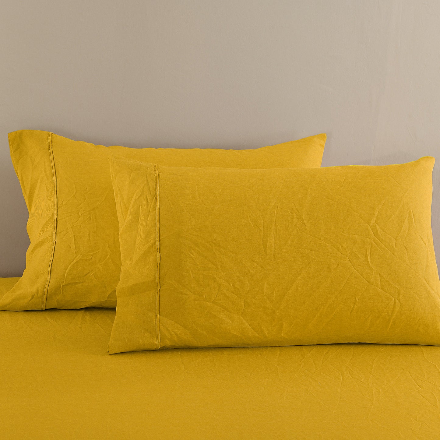 Royal Comfort Flax Linen Blend Sheet Set Bedding Luxury Breathable Ultra Soft - King - Mustard Gold