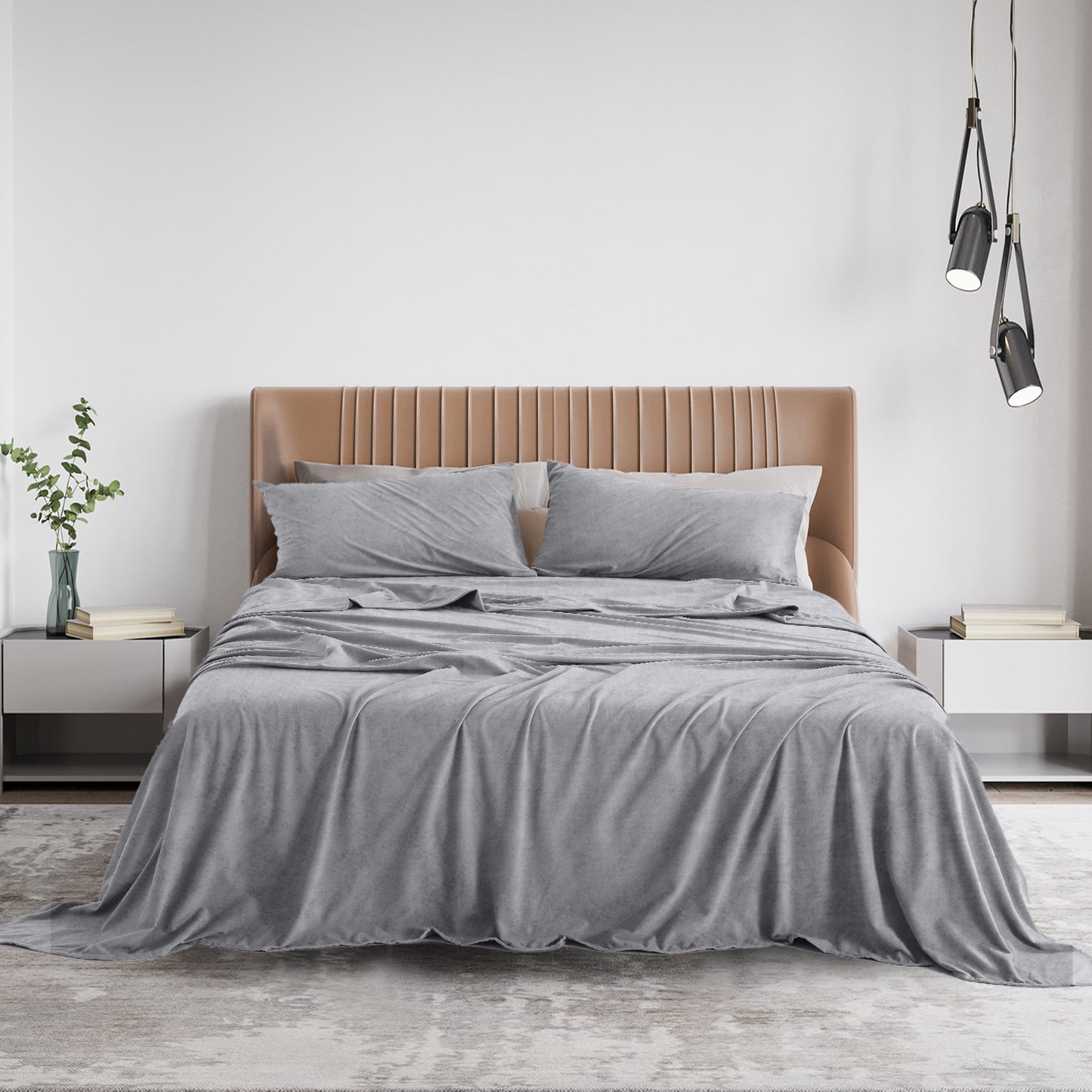 Royal Comfort Polar Fleece Flannel Sheet Set Ultra Soft Plush Cozy - Double - Grey
