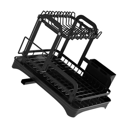 2 Tier Dish Drainer Rack with Drain Basket