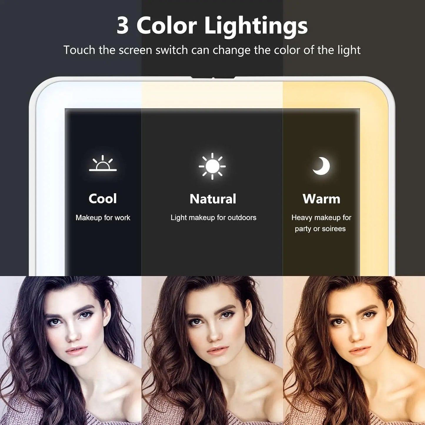 LED Travel Makeup Mirror 3 Light Modes USB