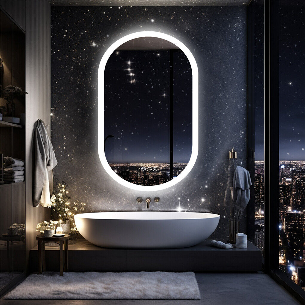 1000x500mm LED Bathroom Mirror Oval Anti-Fog Dimmable Wall Mount