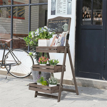 3 Tier Rustic Wood Plant Stand 38CM Corner Shelf