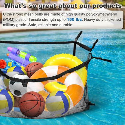 145x145CM Heavy Duty Pool Toy Storage Net Bag Adjustable Organizer