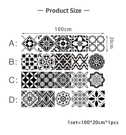 Nordic Wall Sticker Bathroom Waterproof Self-adhesive Tile Sticker  Kitchen Cabinet Decor