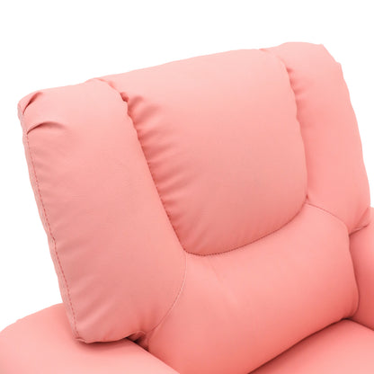 Kids Pink Recliner Chair w/ Footrest & Cup Holder