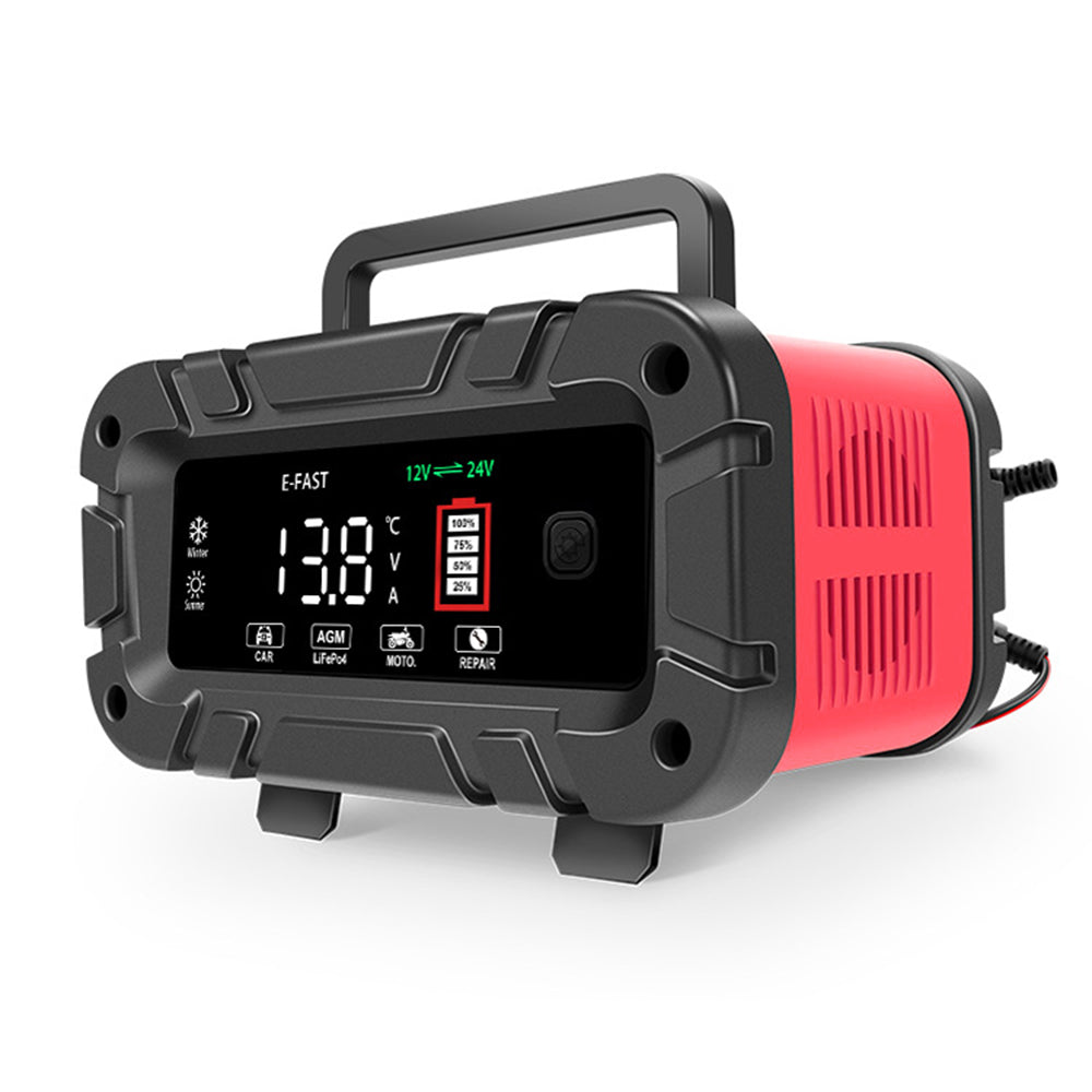 12V 20A/24V 10A Smart Car Battery Charger for Lead Acid LiFePo4 AGM Moto Battery