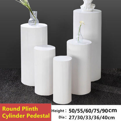 5x Metal Wedding Plinths Cylinder Pedestal Stand Ripple Cake Dessert Display