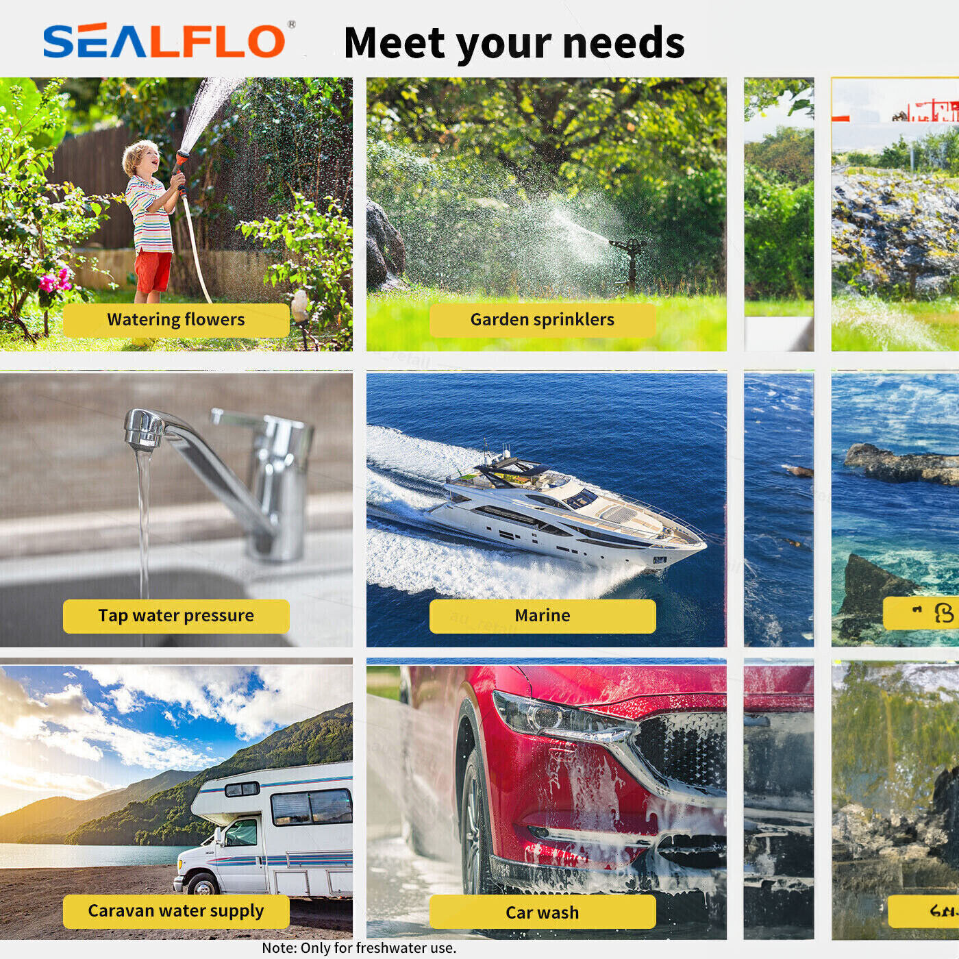 12V SEALFLO Water Pump High Pressure Self-priming rv Camping Boat 55PSI 11.3L/M