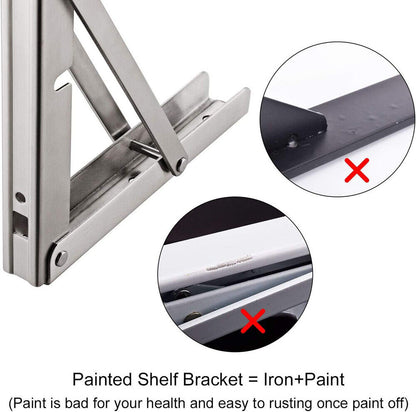 14"Stainless Steel Folding Table Bracket Shelf Bench 200kg Load Heavy Duty