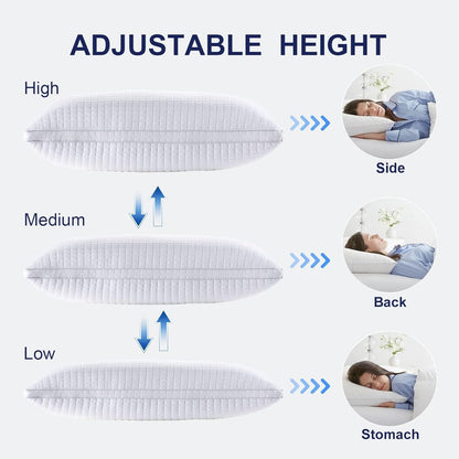 2xQueen Quality Pillows Cotton Hotel Adjustable Home Pillows Down Alternative Pillows