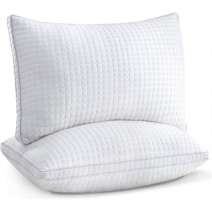 2xQueen Quality Pillows Cotton Hotel Adjustable Home Pillows Down Alternative Pillows