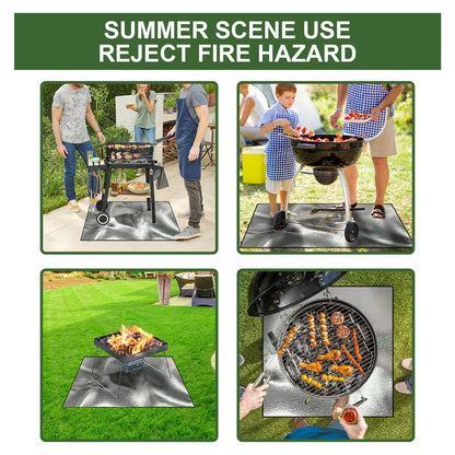 Yegbong Fireproof Mat, Outdoor Lawn Terrace Barbecue Fireproof Silver Rectangular Protective Mat